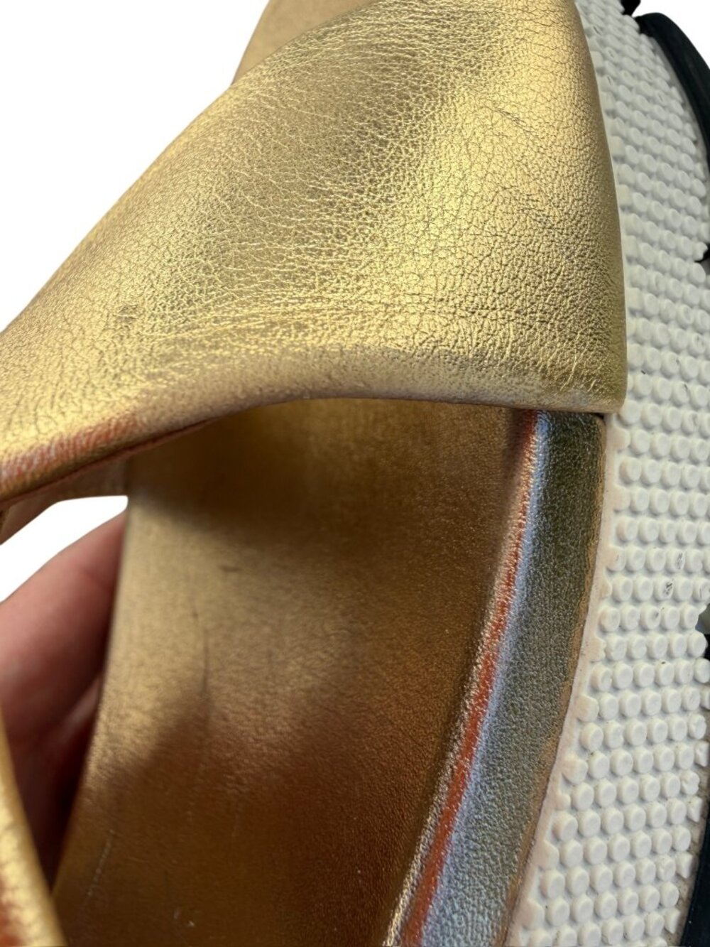 Prada Metallic Gold Leather Platform Slingback Sandals Size 39 / US 8.5 - Picture 4 of 6